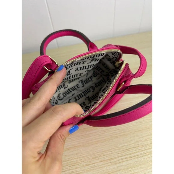 Juicy Couture Hot Pink Mini Satchel Crossbody Purse Y2K bimbocore barbie - Picture 6 of 6